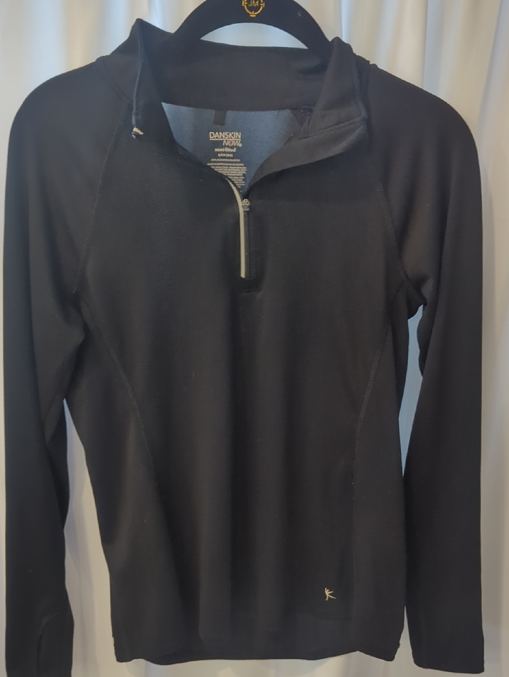 Danskin Now Black Half-Zip Performance Top Up Size Small